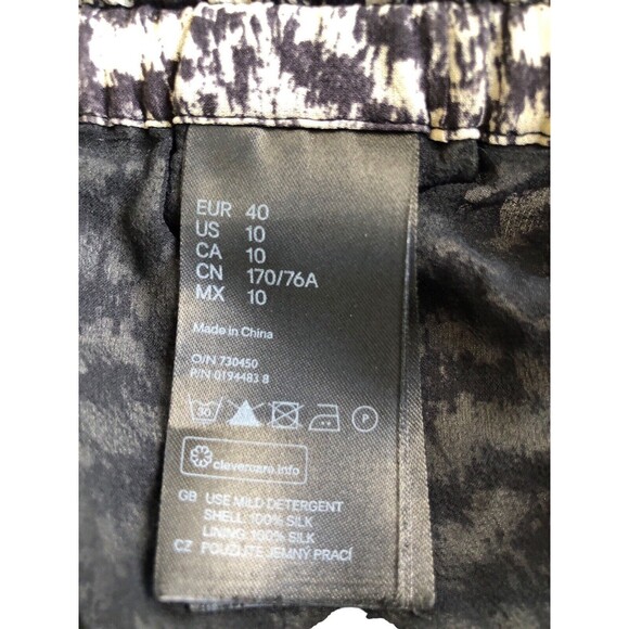 ISABEL MARANT Black Feather Print Silk Chiffon Lined Slim Ankle Pants, Size 10 - Picture 10 of 10